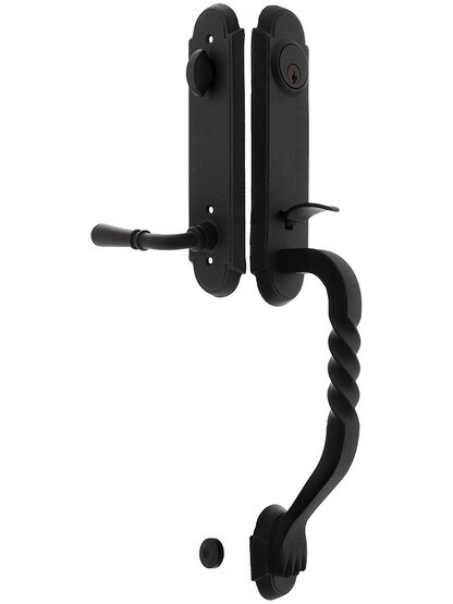San Carlos Grip Wrought Steel Tubular Handleset With Normandy Lever - Right-Handed in Matte Black.